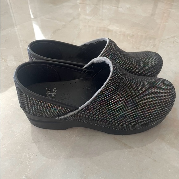 Dansko Professional Clogs Womens 37 EU 7 US Black Rainbow Glitter Glitzy Nurse - Picture 1 of 6